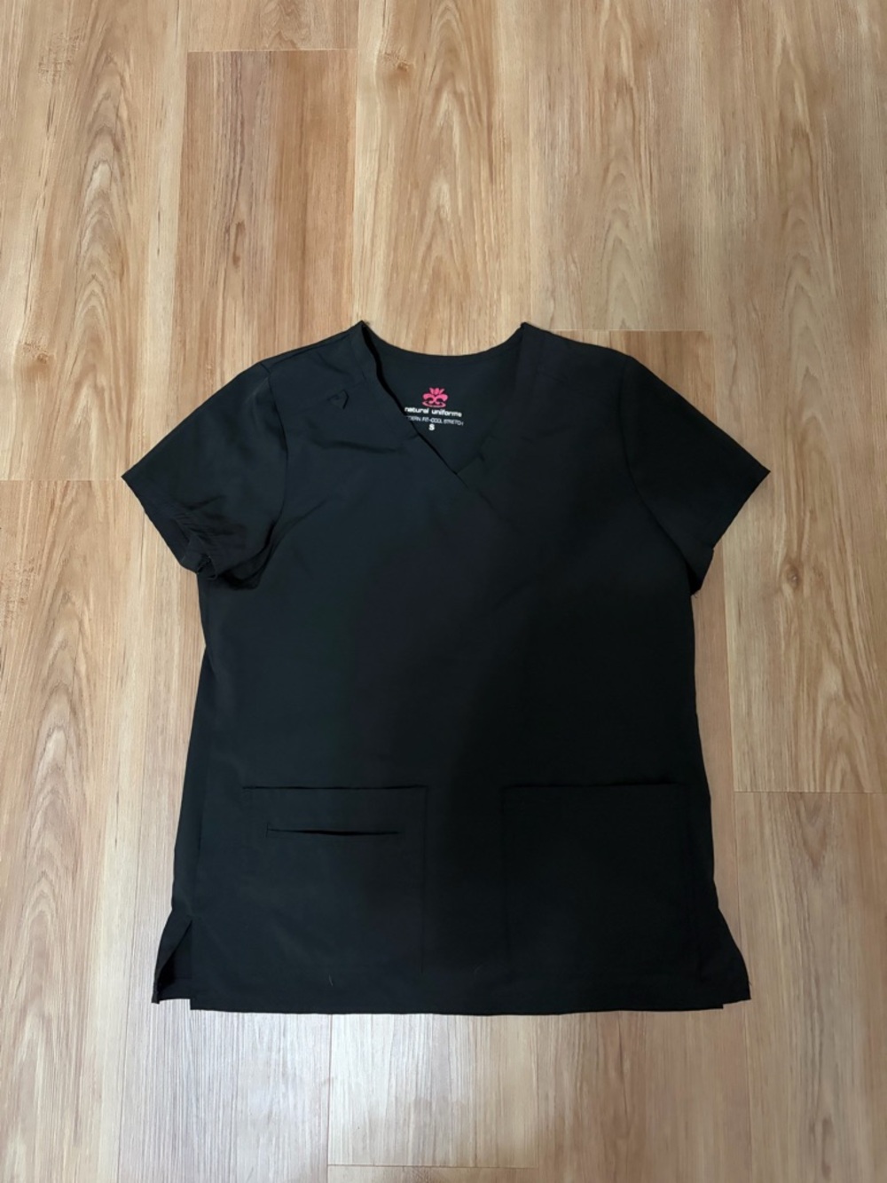 Natural Uniforms Black V-Neck Medical Scrub Top